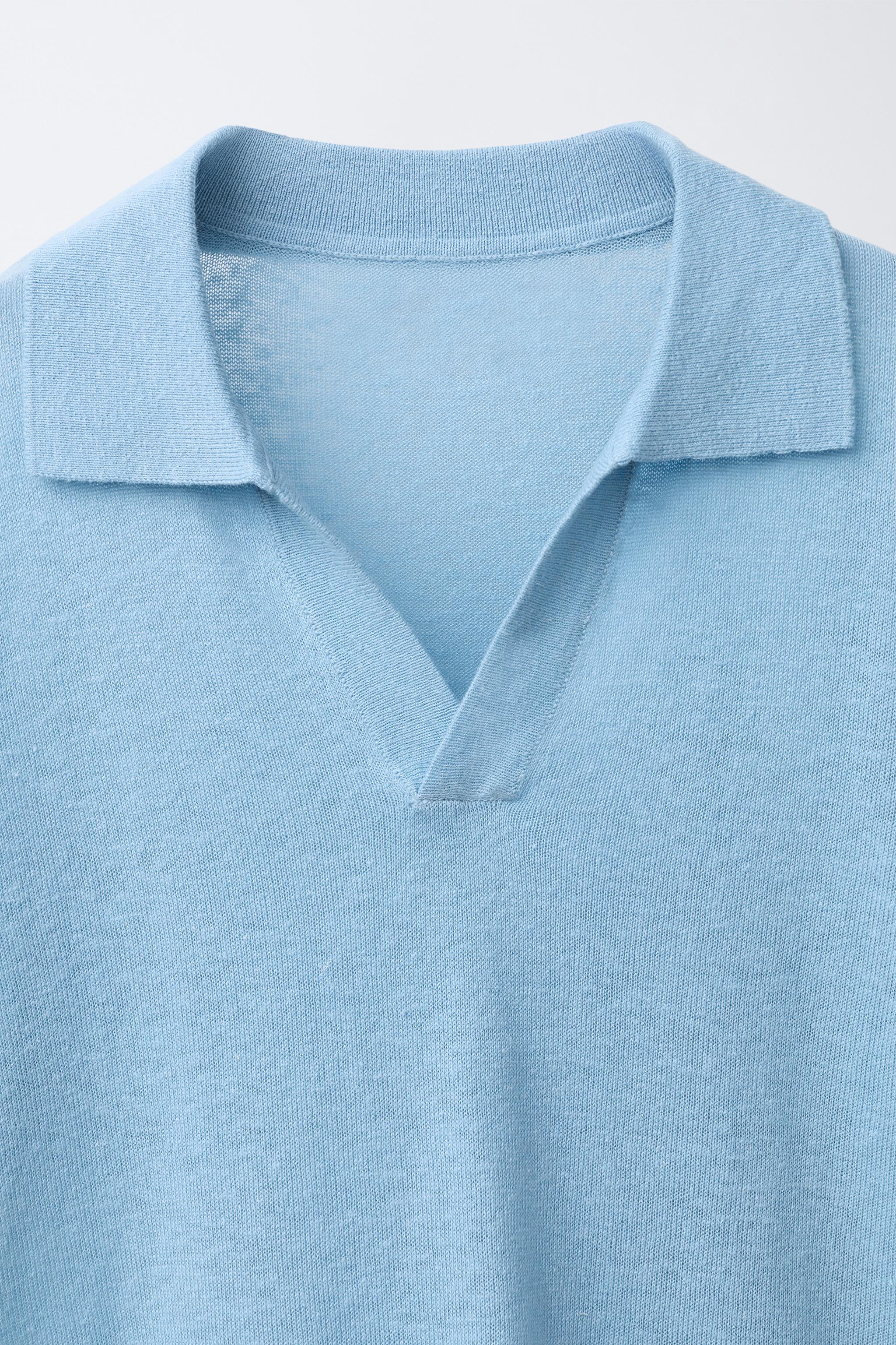 PLAIN LINEN COTTON BLEND POLO SHIRT